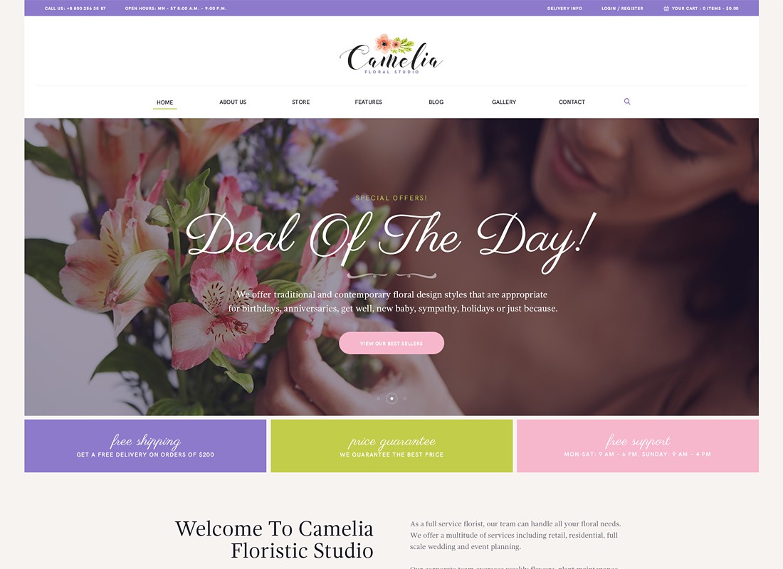 camelia | Un tema de WordPress para floristería de estudio floral