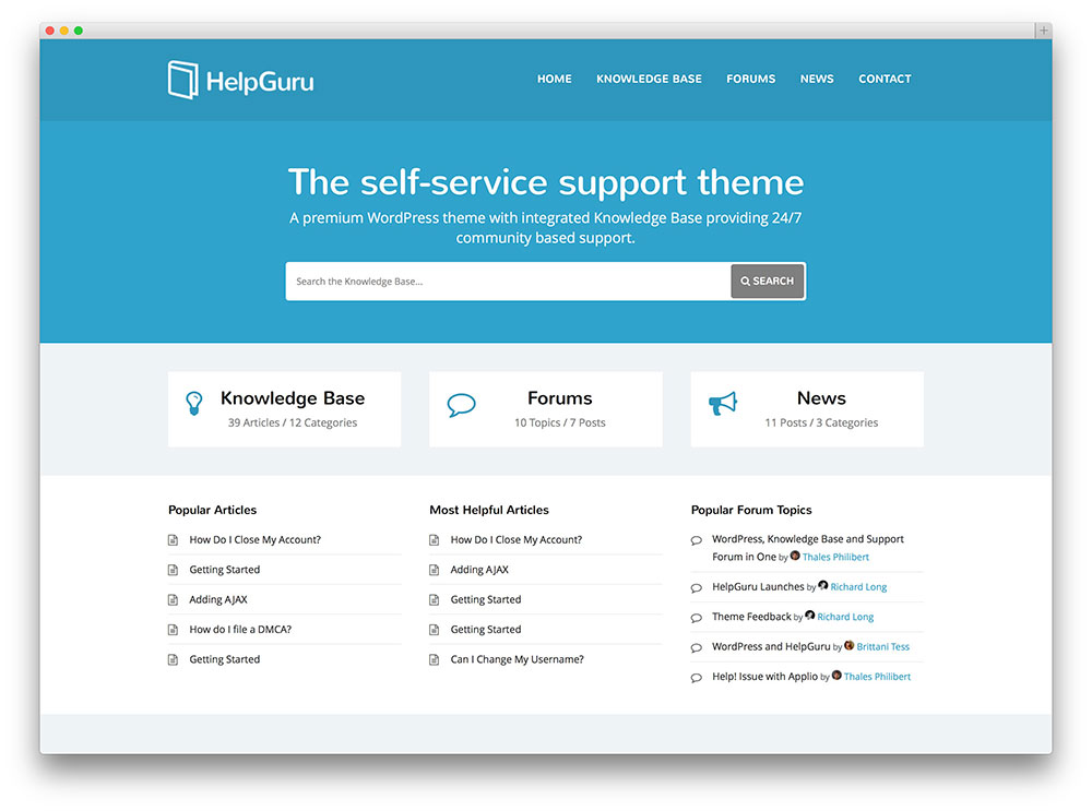 tema de wordpress de soporte técnico accesible helpguru