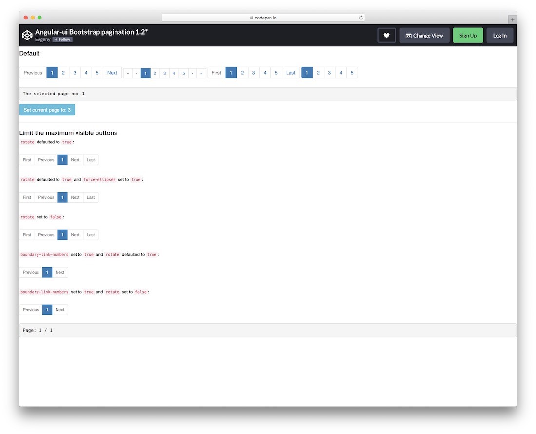 paginação de bootstrap angular