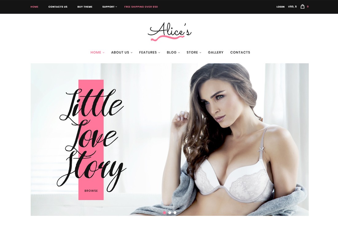 de Alicia | Tema de WordPress para tienda de lencería y boutique de moda