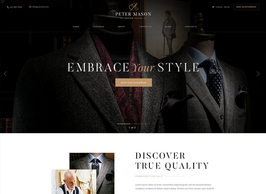 Pedro Masón | Tema personalizado de WordPress para sastrería y tienda de ropa