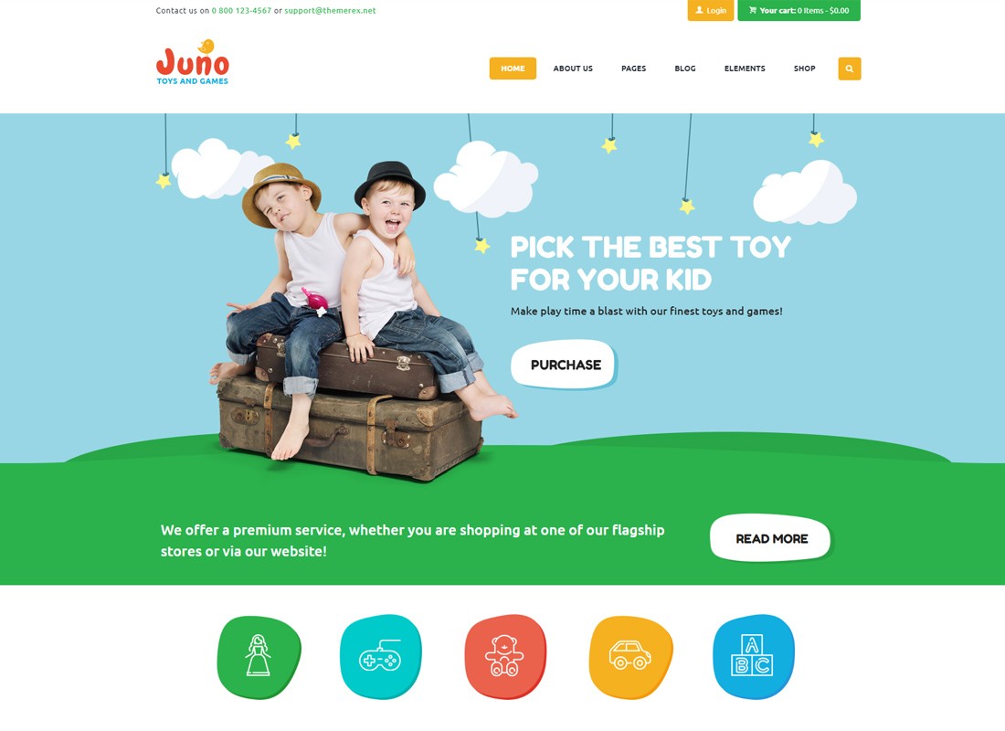 Juno | Tienda de juegos y juguetes para niños Tema de WordPress