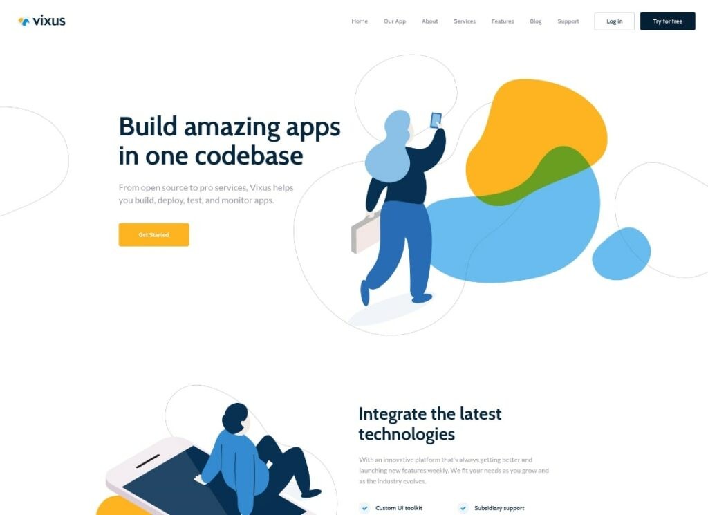 Vixus | Tema Halaman Landing WordPress Aplikasi Seluler & Startup