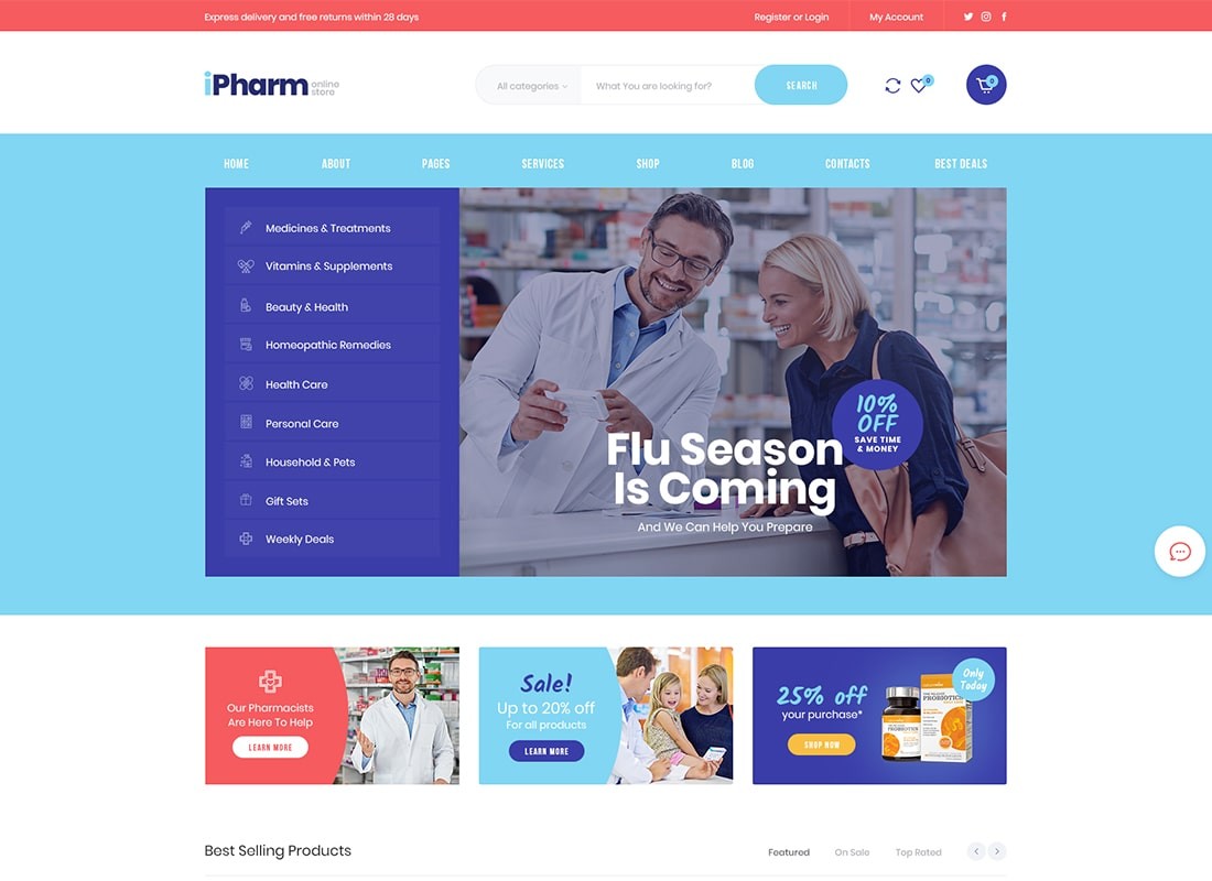 IPharm - Tema de WordPress para farmacia en línea y medicina