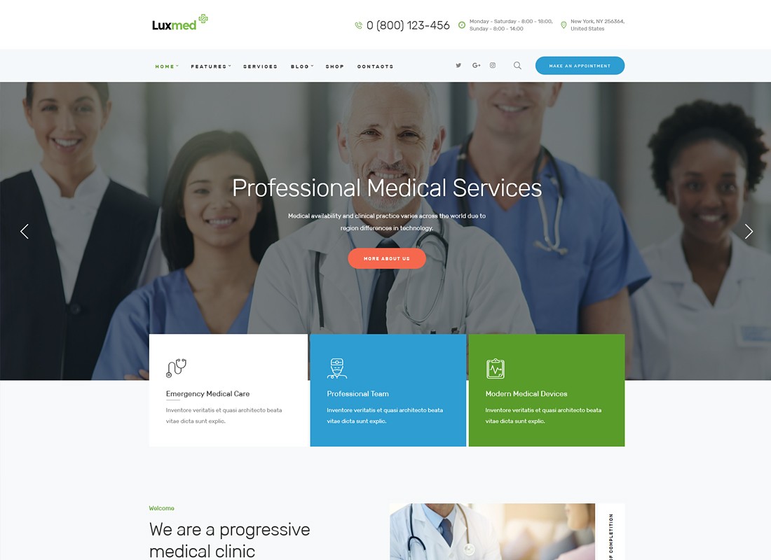 LuxMed | Tema de WordPress para medicina y salud