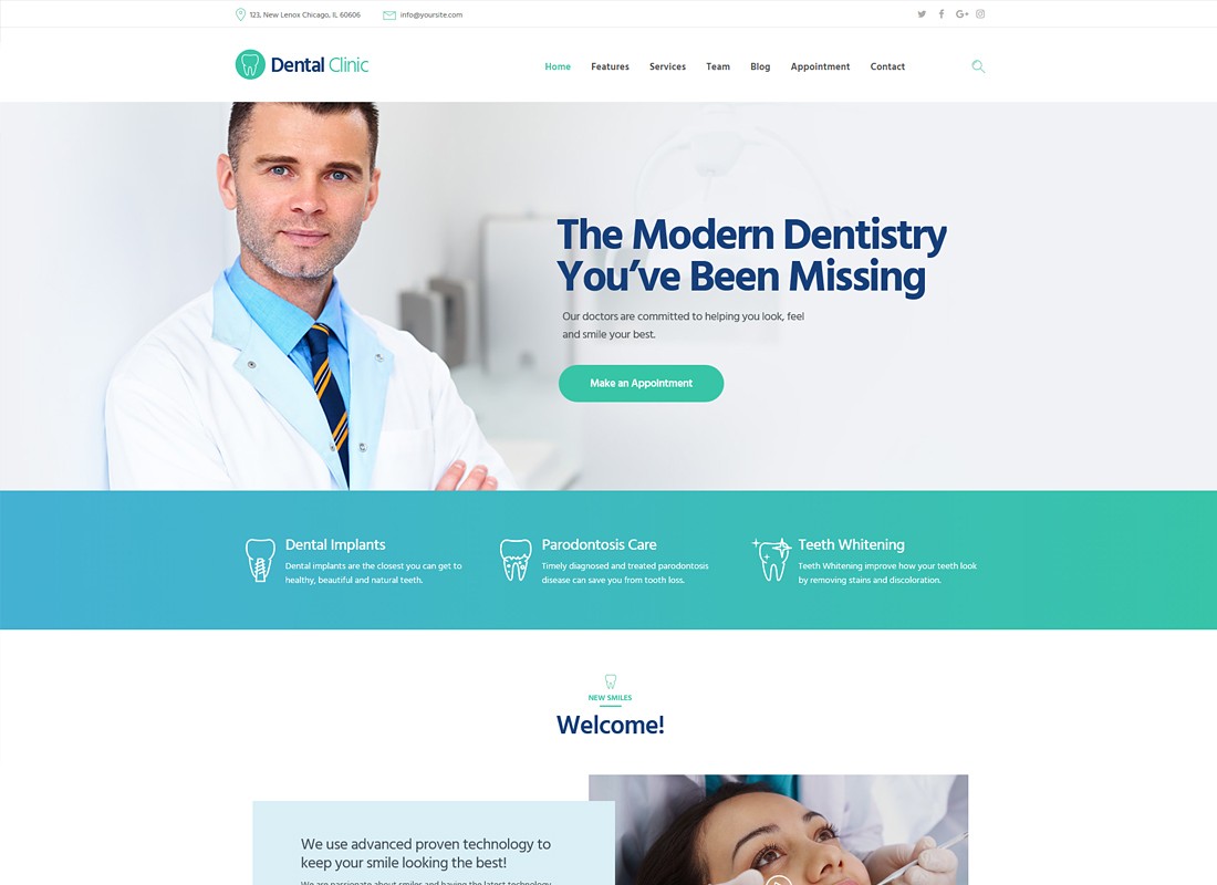 Clínica Dental | Tema de WordPress para odontología, medicina y salud