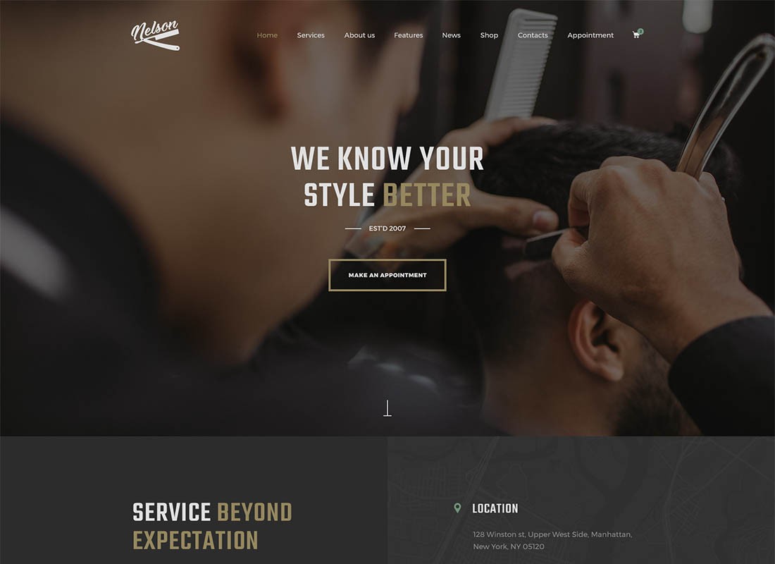 Nelson - Barbershop & Tattoo Motyw WordPress