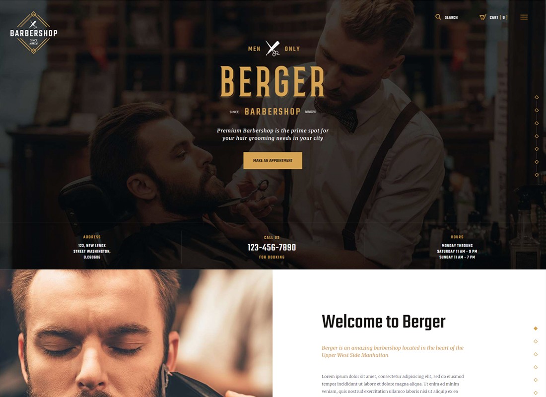 Berger | Motyw WordPress dla fryzjera i tatuażu