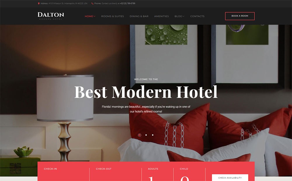 Tema WordPress de Hotel Moderno