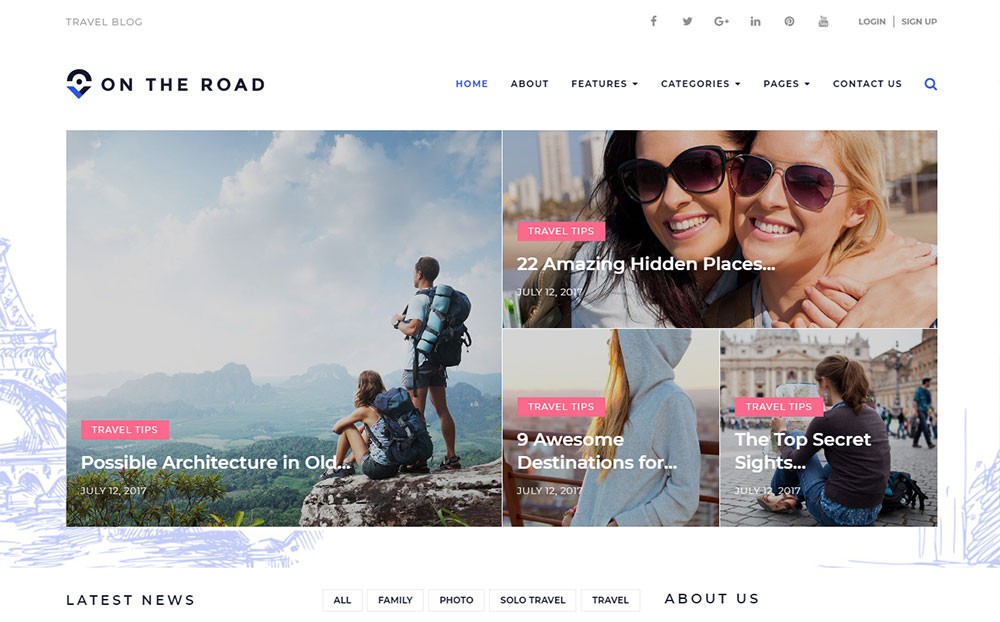 On The Road - Tema WordPress de Blog de Viagem