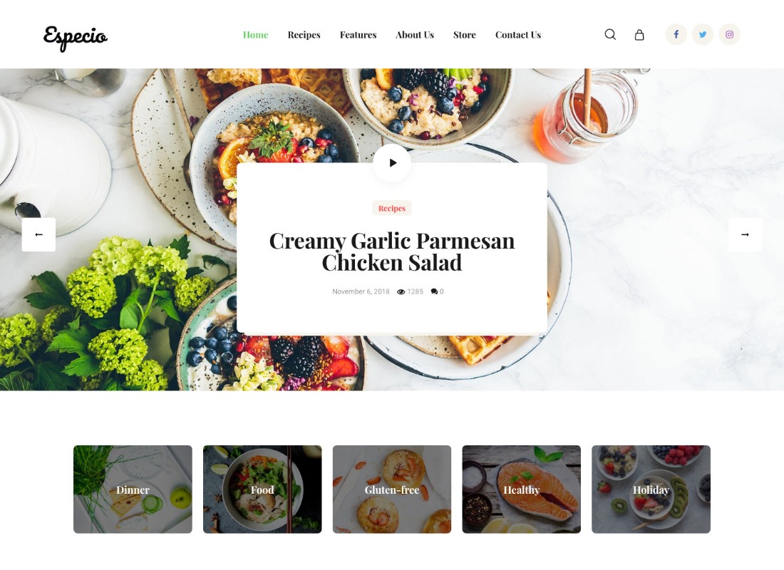 Spesifikasi | Tema WordPress Blog Makanan Gutenberg