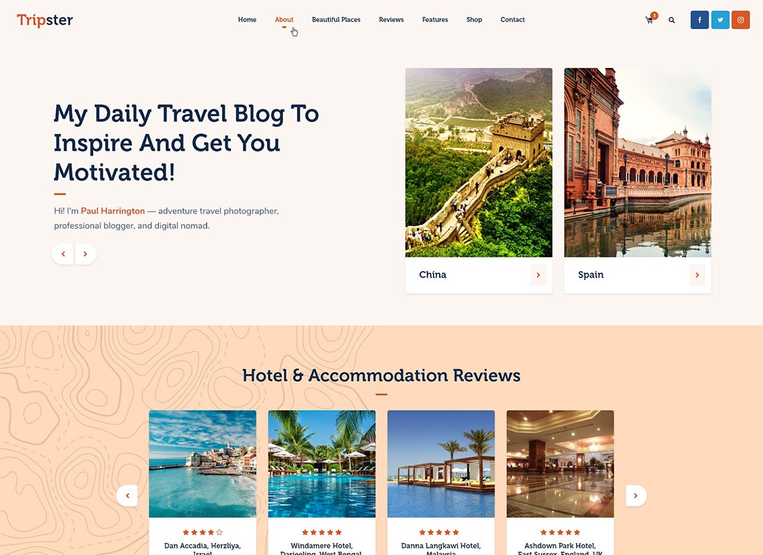 Tripster - Blog WordPress de Viagem e Estilo de Vida