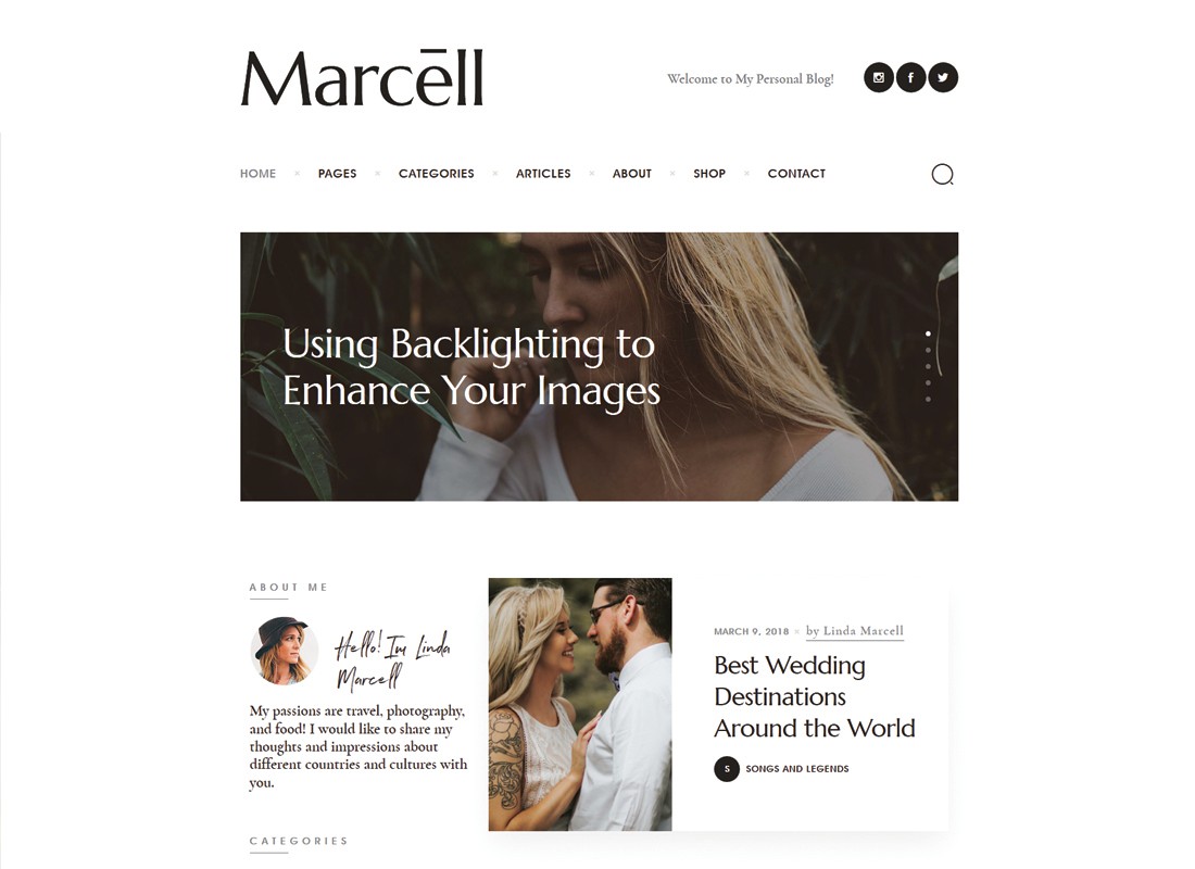 Marcelo | Mais de 20 layouts Multi-conceito de blog pessoal e tema de revista WordPress