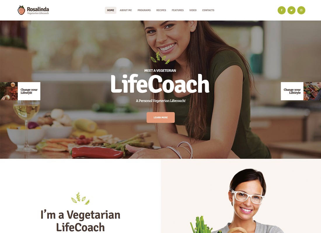 Rosalinda | Health Coach e Blog de Estilo de Vida Vegetariano Tema WordPress