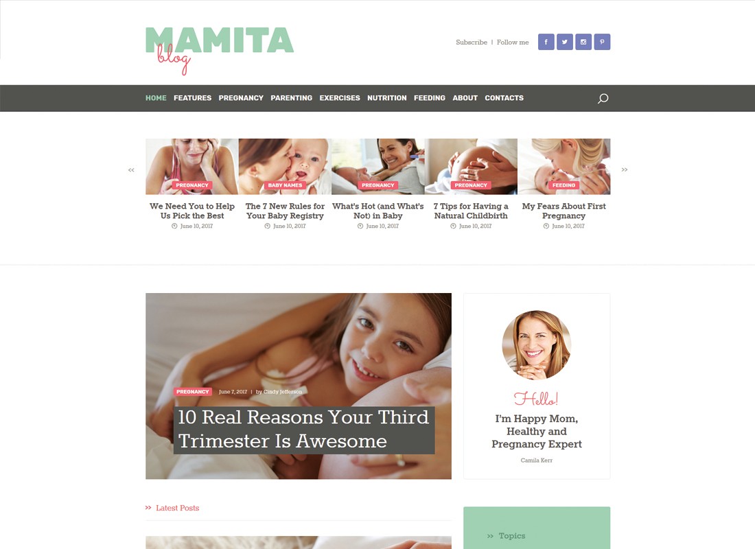 Mamita | Tema WordPress para blog sobre gravidez e maternidade