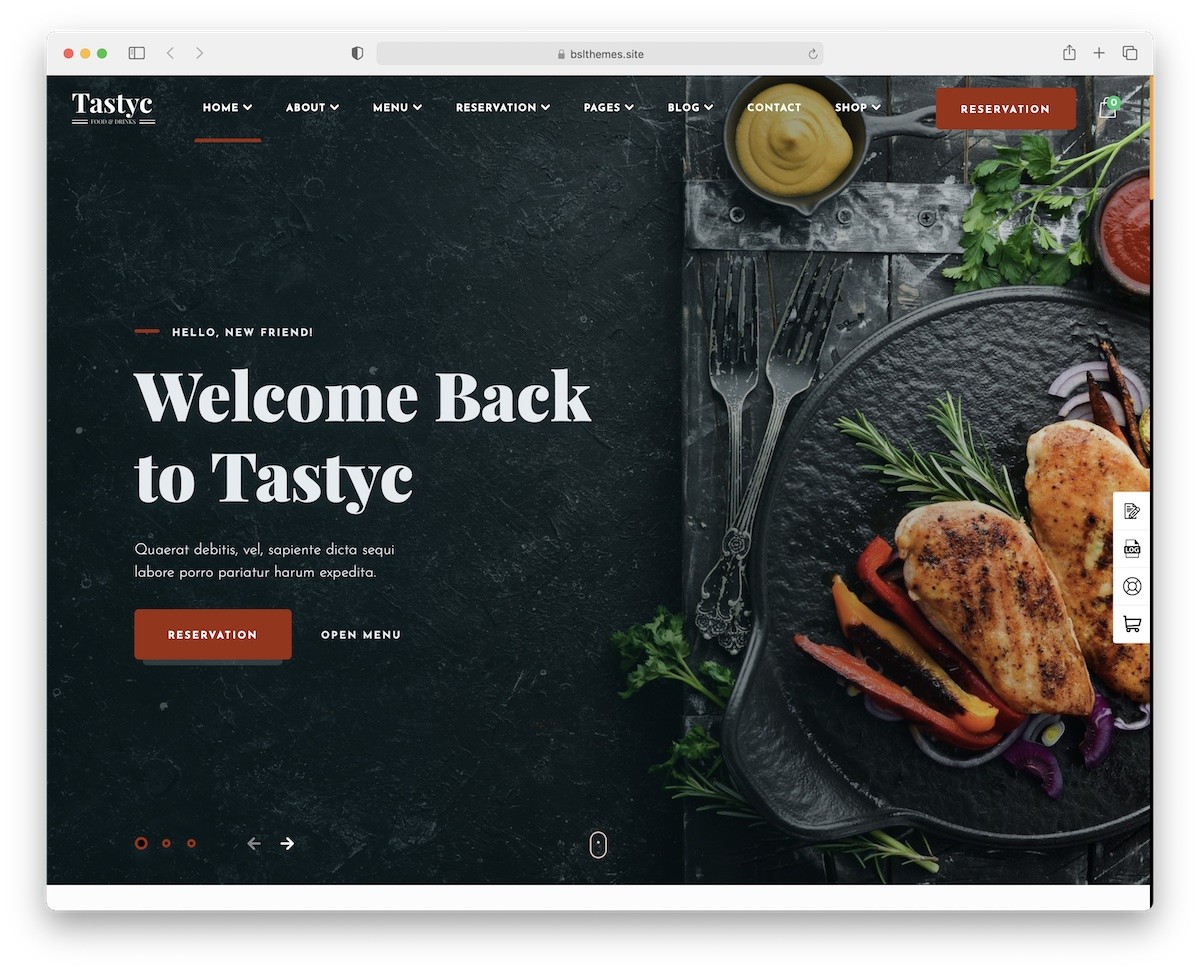 tema do restaurante do wordpress do tastyc