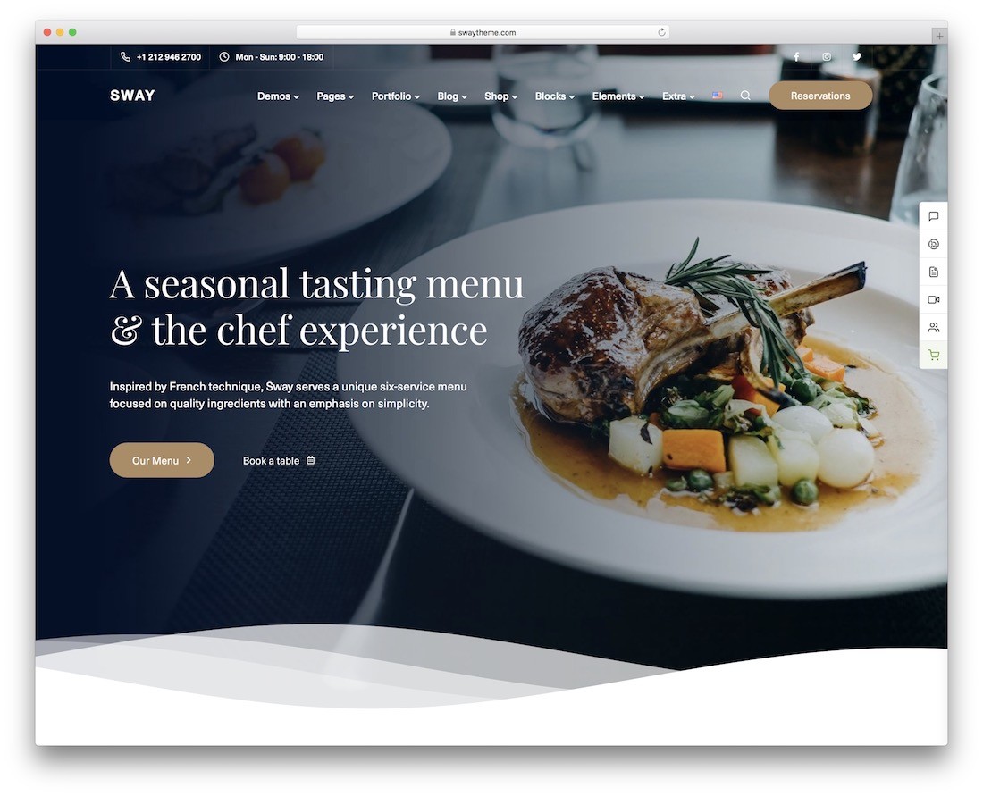 sway tema de restaurante wordpress