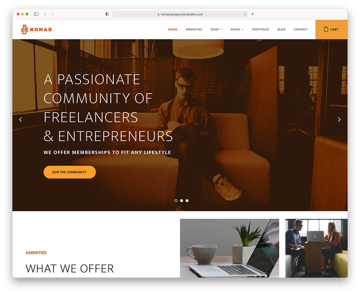 Nomad coworkingowe motywy WordPress