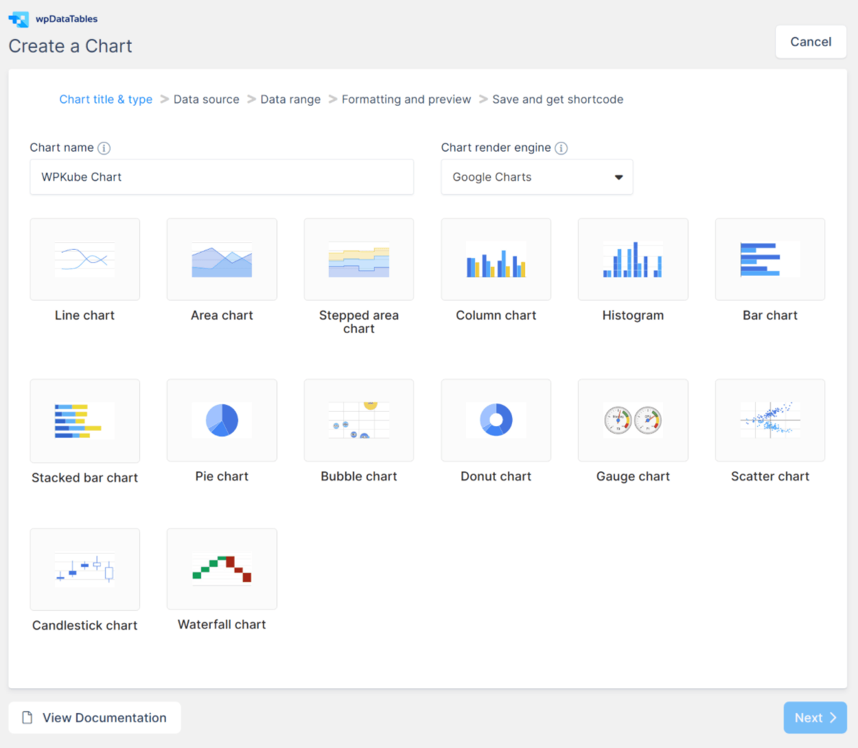 generador de gráficos wpDataTables