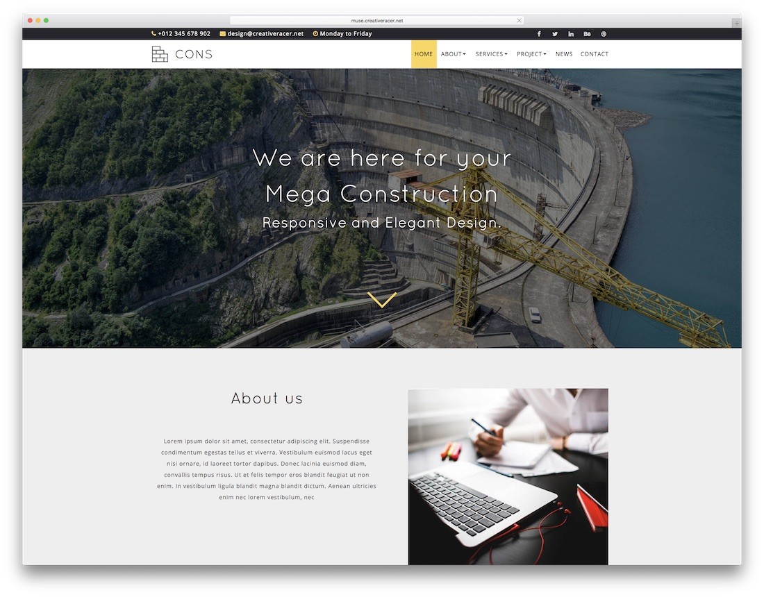 kontra template adobe muse