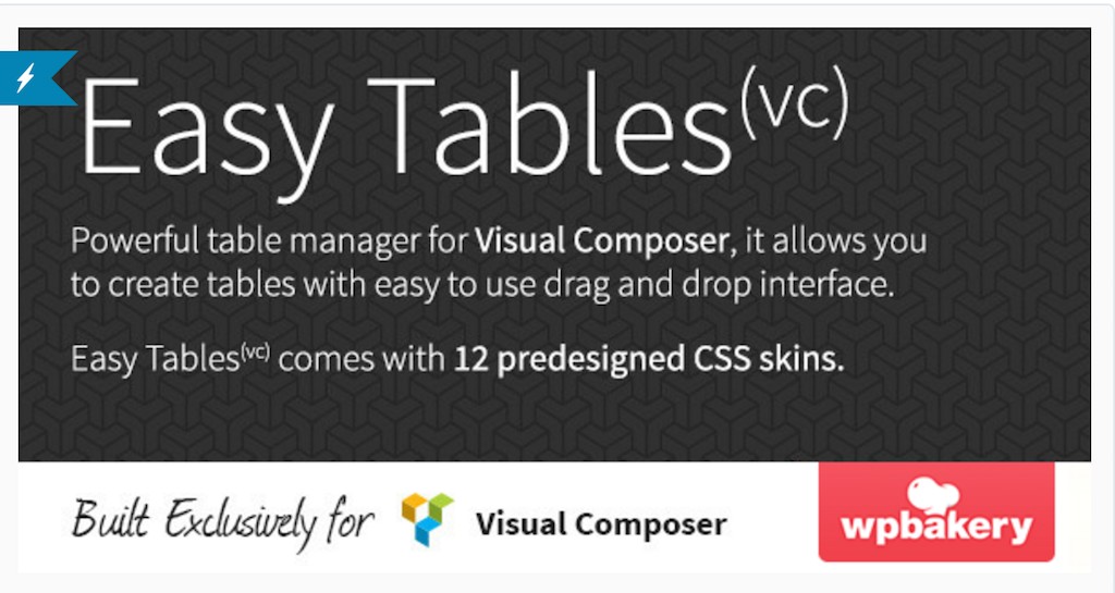 Easy Tables Table Manager dla WPBakery Page Builder WordPress