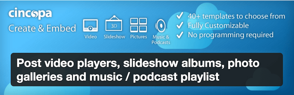 Complemento multimedia de WordPress de Cincopa