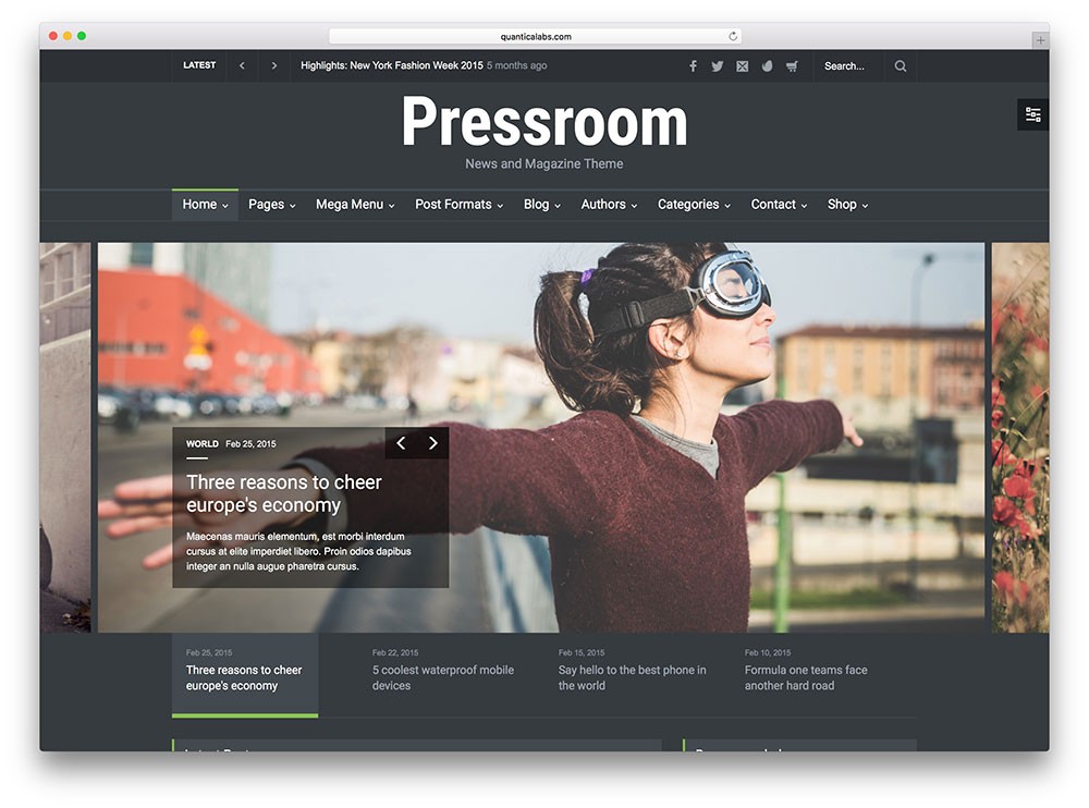 pressroom - tema wordpress de revista escura