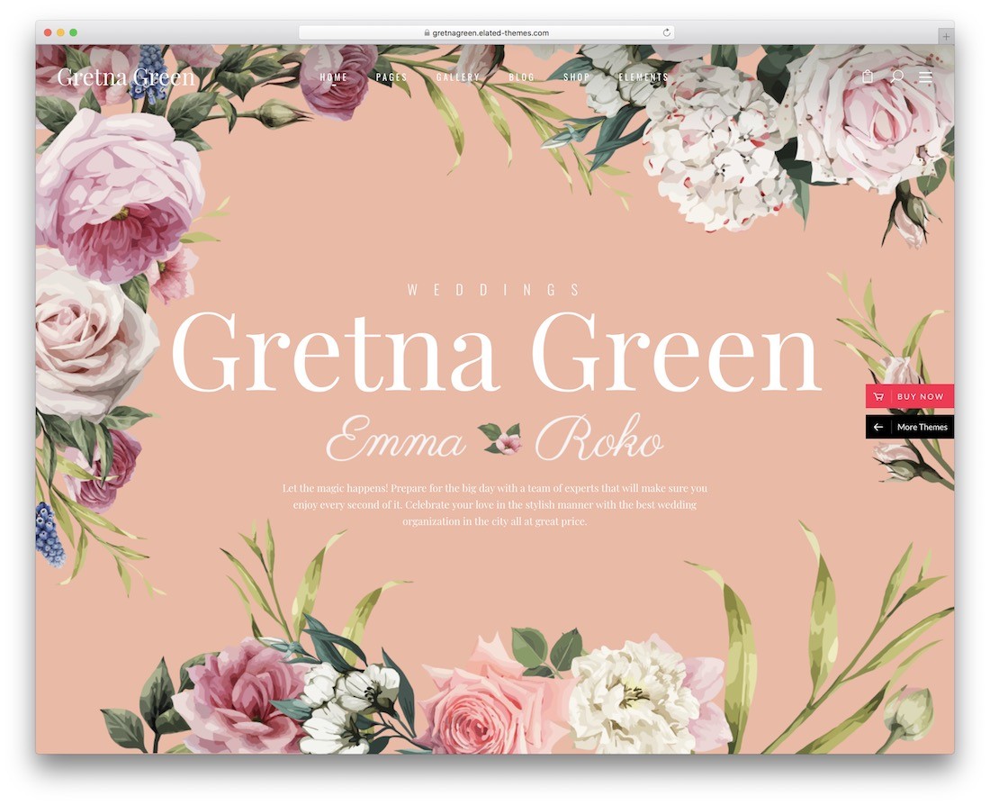 tema de la boda de gretna wordpress