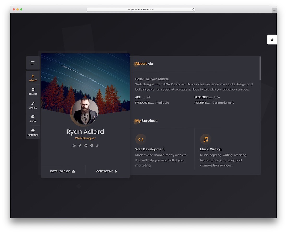 ryancv personal branding WordPress-Theme