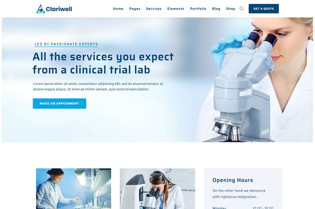 Clariwell 科学 wordpress 主题