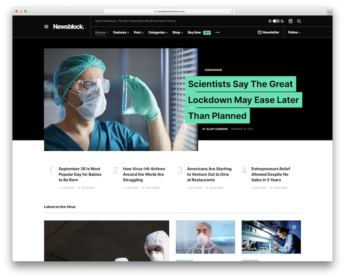 newsblock 科学新闻 wordpress 主题