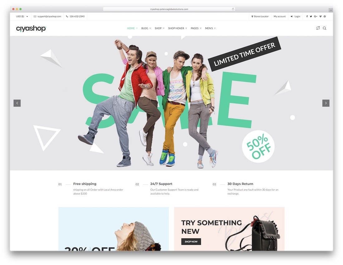 tema de la tienda web de wordpress de cyashop