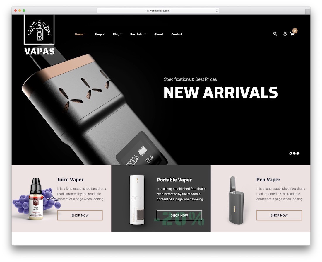 tema de la tienda web de wordpress de vapas