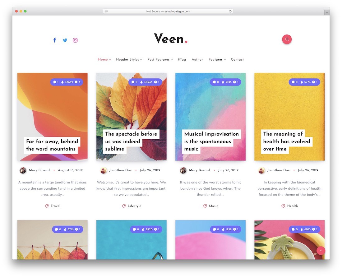 tema wordpress gaya pinterest veen