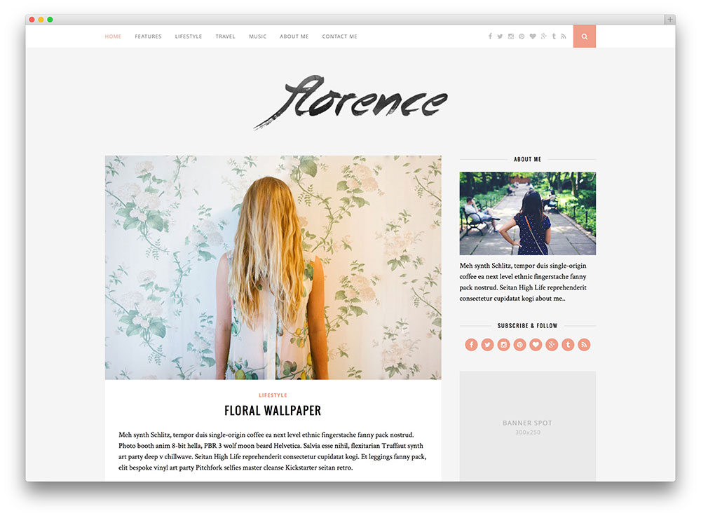 florence - tema blog yang mengagumkan