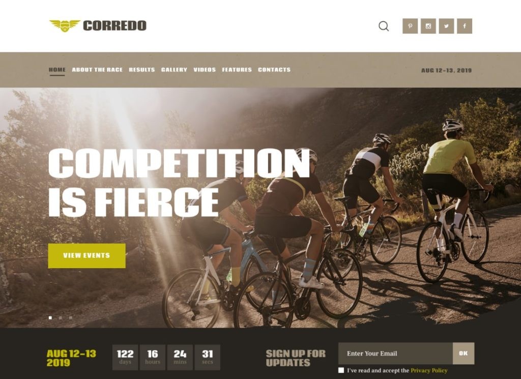 Correção | Tema WordPress de corrida de bicicleta e eventos esportivos