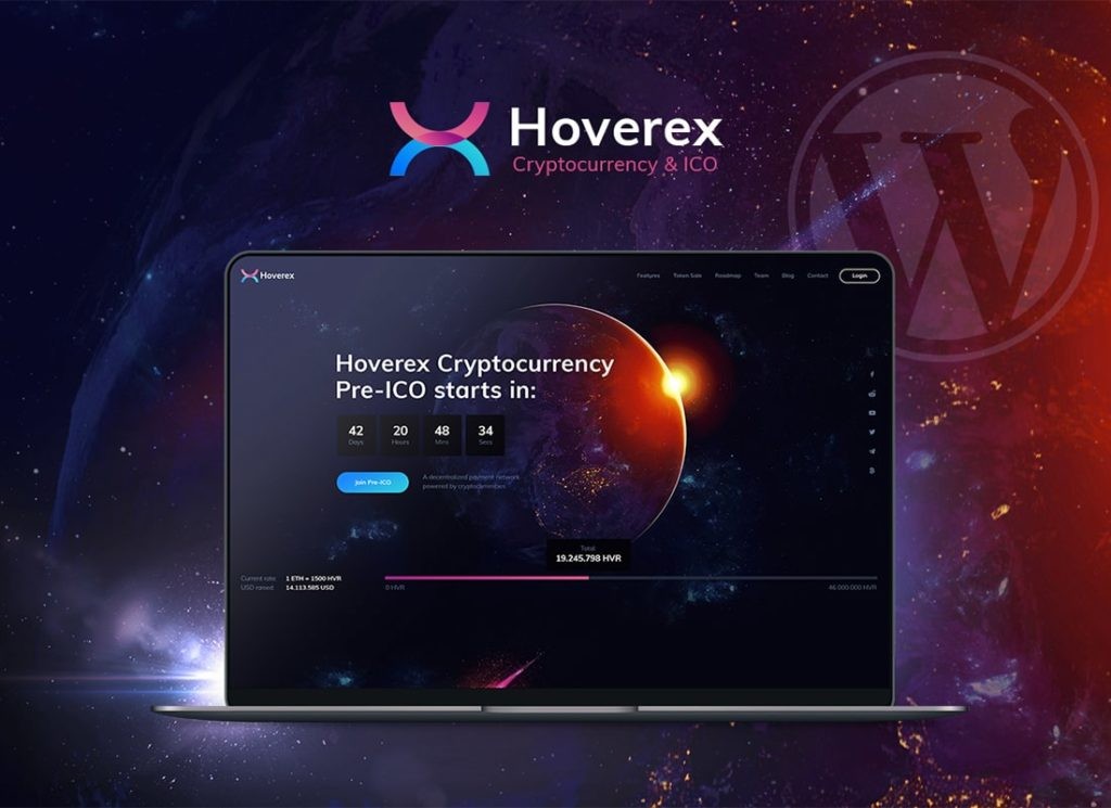 Hoverex | Tema WordPress de criptomoeda e ICO + espanhol