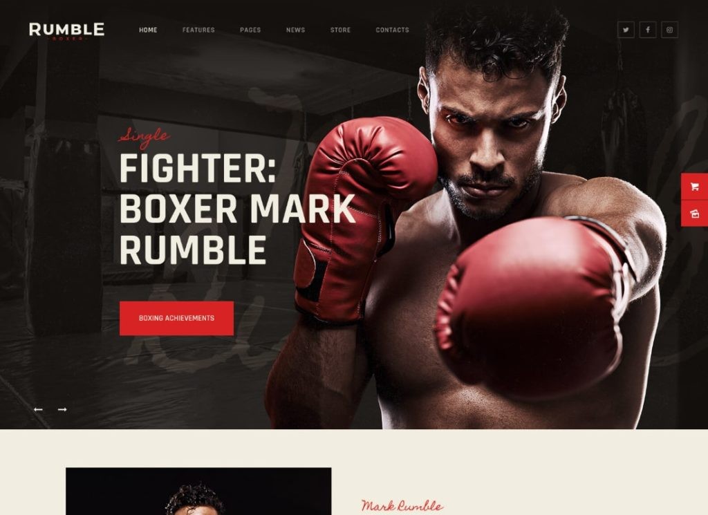 Rumble | Tema WordPress de luta de boxe e artes marciais mistas