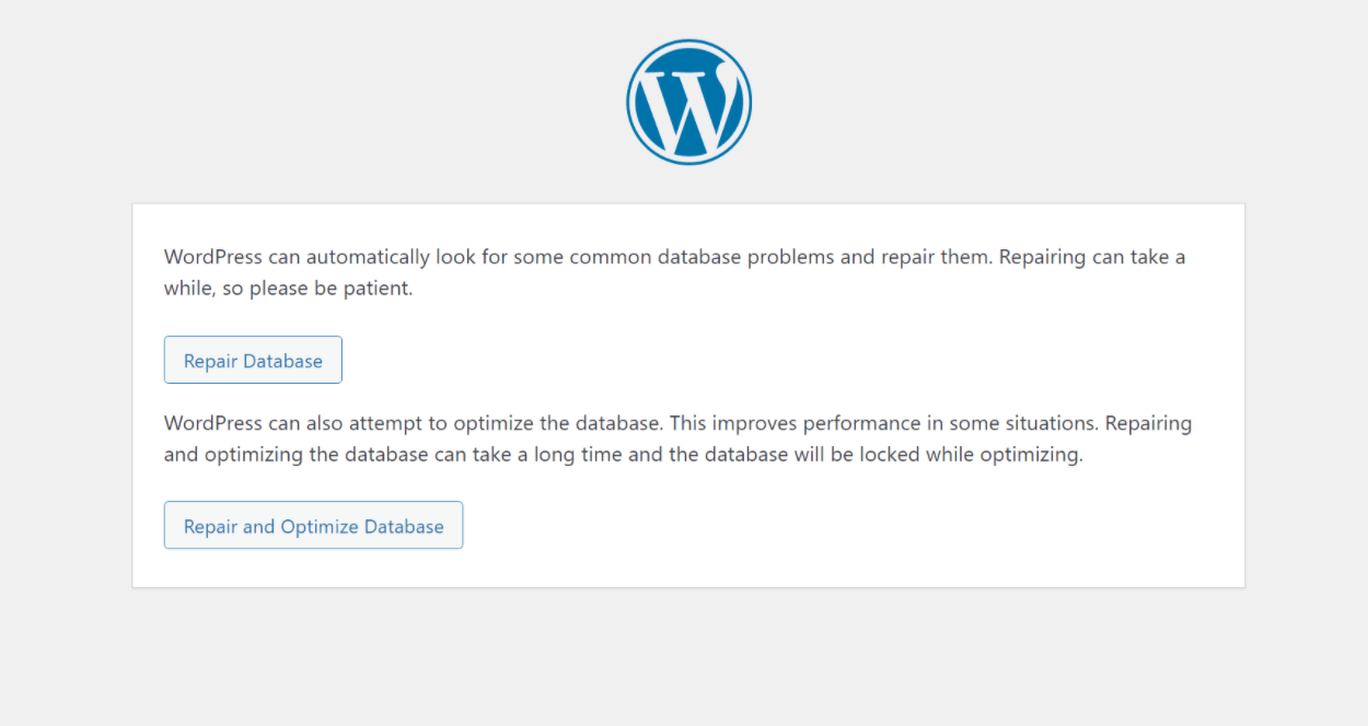 Usando a ferramenta de reparo de banco de dados do WordPress