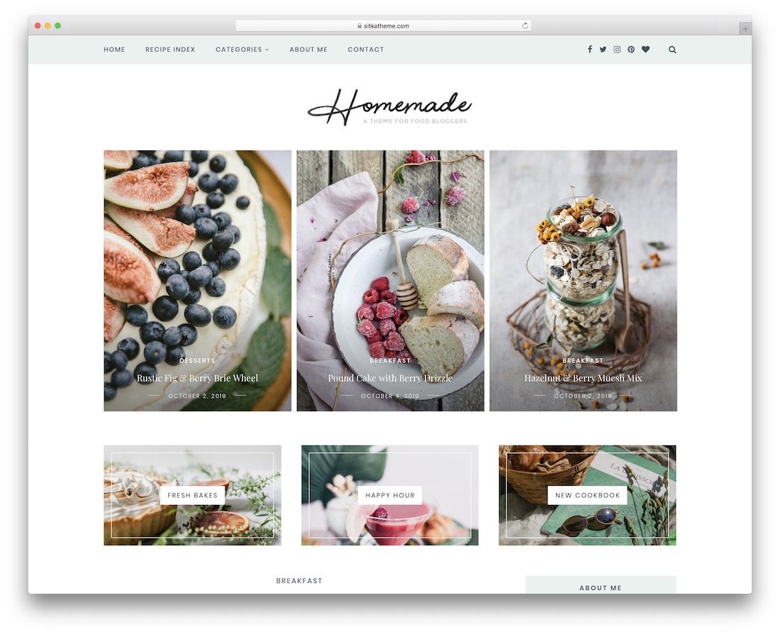 tema de blog de comida sitka wordpress