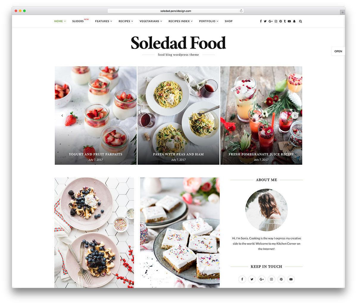 Temas WordPress de blog de comida