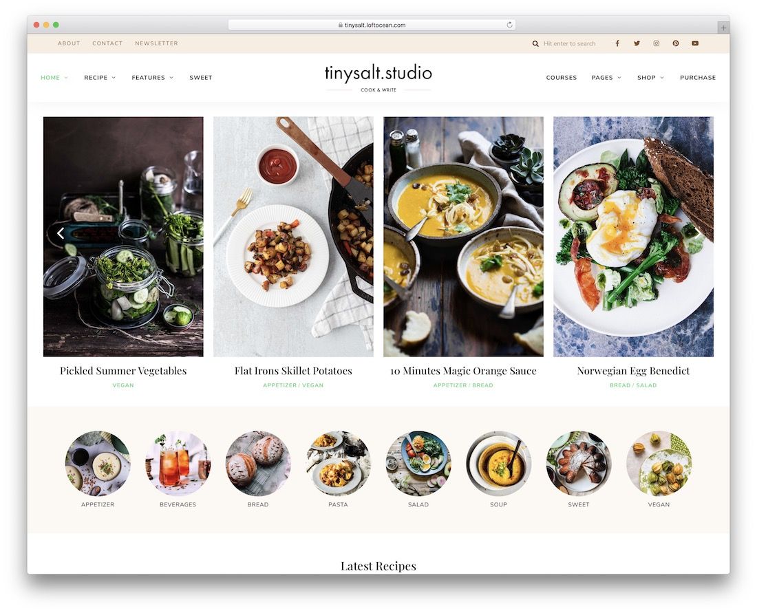 tema do blog de comida do tinysalt wordpress