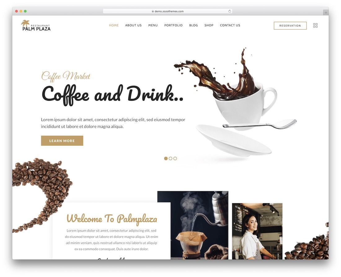 palmplaza 咖啡店 wordpress 主题