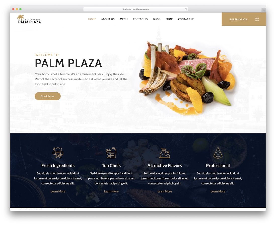 palmplaza catering wordpress teması.