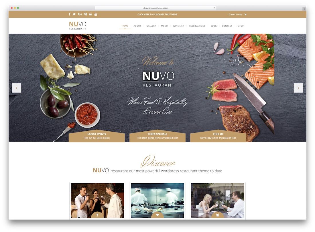 Nuvo cafe catering wordpress teması.