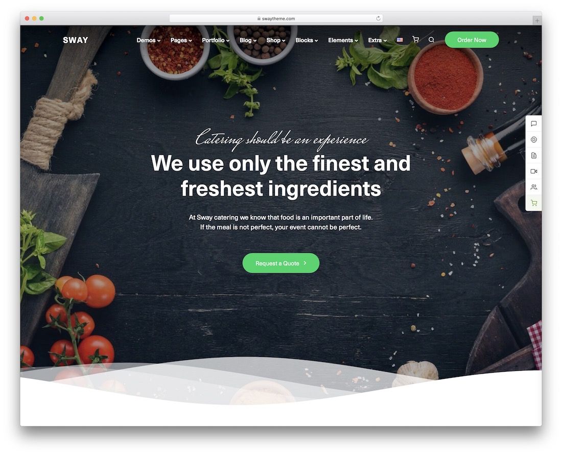 Sway catering wordpress teması.