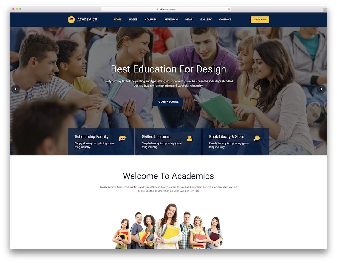 modelo de site de escola acadêmica