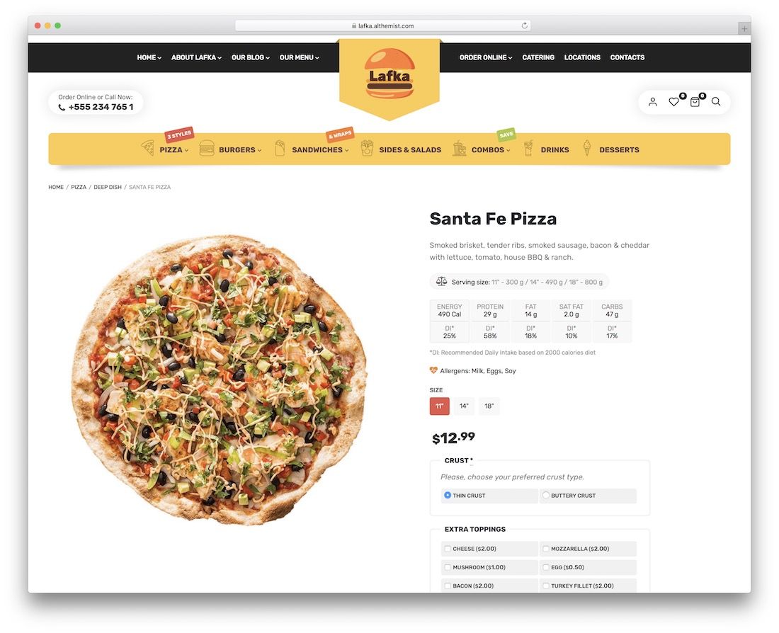 lafka pizza house wordpress motyw