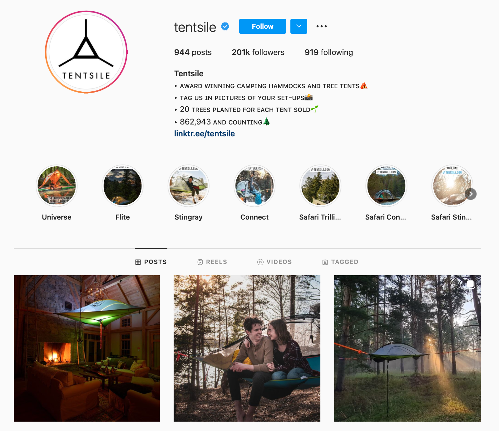 Najlepsze marki na Instagramie: Tentsile