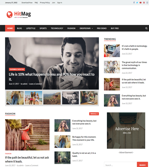 ธีม WordPress ที่เพิ่มประสิทธิภาพ HitMag AdSense